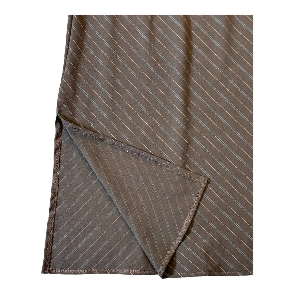 Forgotten Grace Brown Pinstripe Skirt Stretch Knit Pull On‎ Midi Small NWT